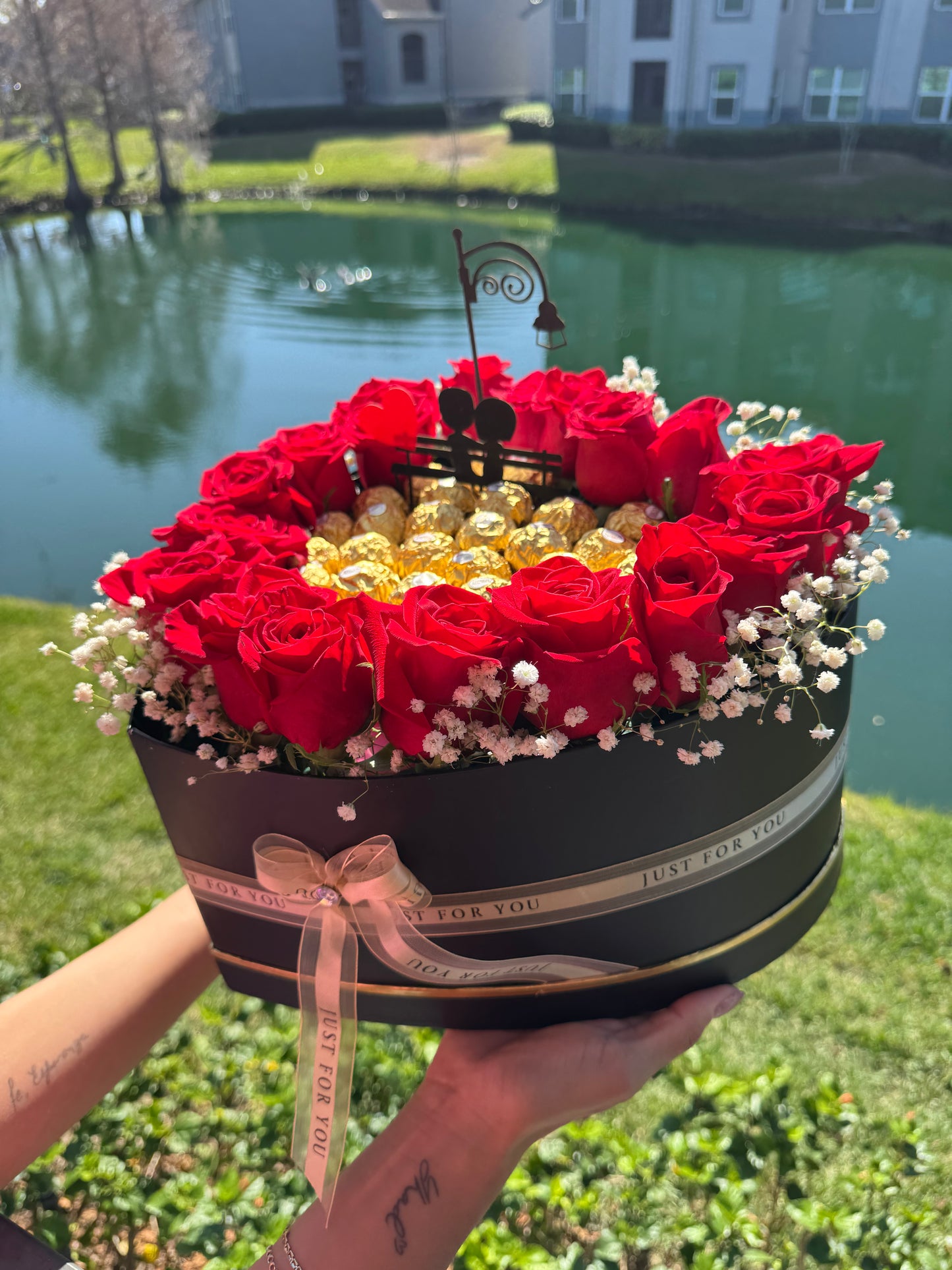 Heart of roses and chocolates